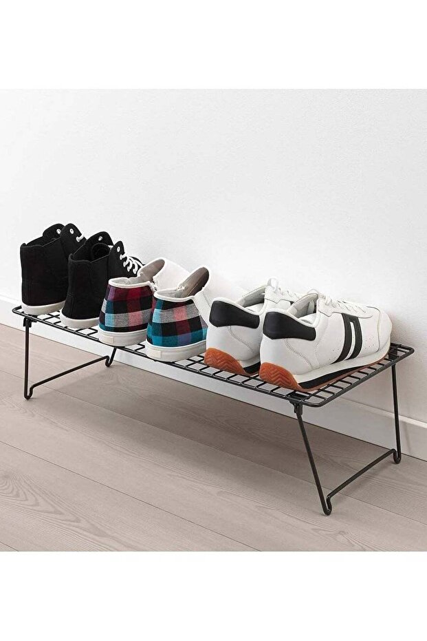 Black metal shoe rack - 1