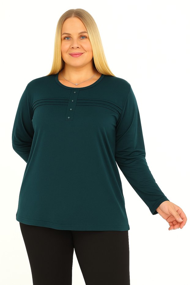 Women's Clothing Long-Sleeved Cotton Seasonal Petrol Blue Mother Combed Cotton
