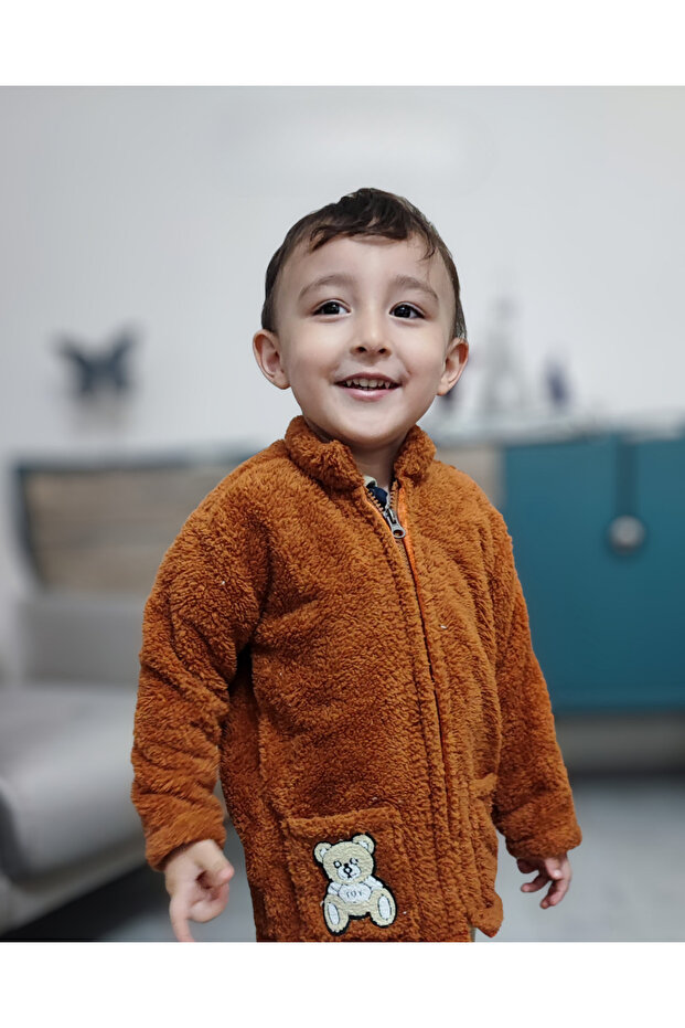 Young Children's Fleece Welsoft Plush Pocket Jacket with Collar