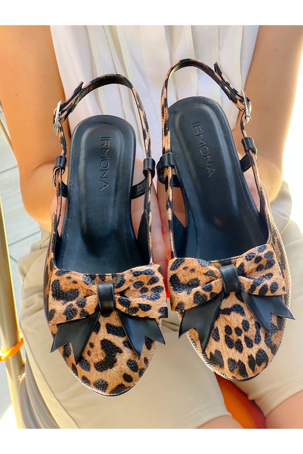 Rayyan Leopard Ribbon Detailled Ballerina Shoes
