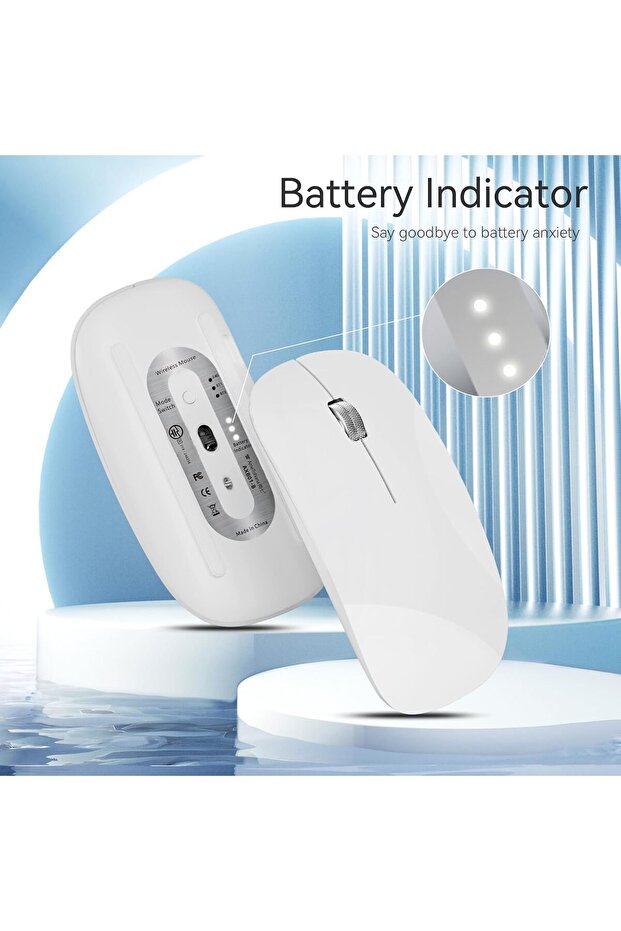 Bluetooth Mouse, Rechargeable Wireless Mouse, Silent Tri-Mode Wireless Mouse (Dual Bluetooth 5.1 + 2 - 3