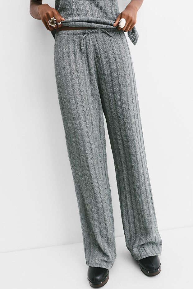 Çizgili bürümcük pantolon - 3