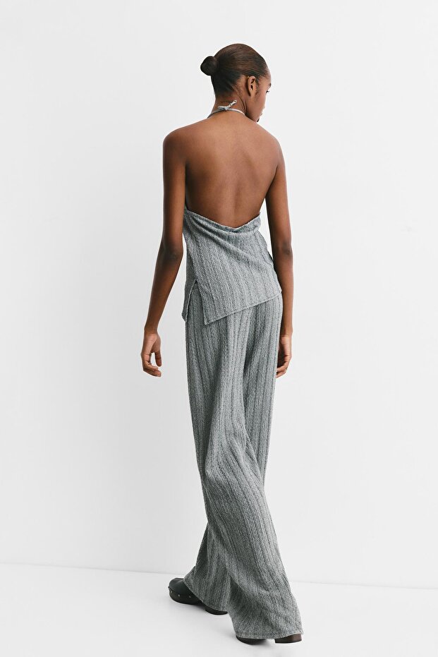 Çizgili bürümcük pantolon - 2