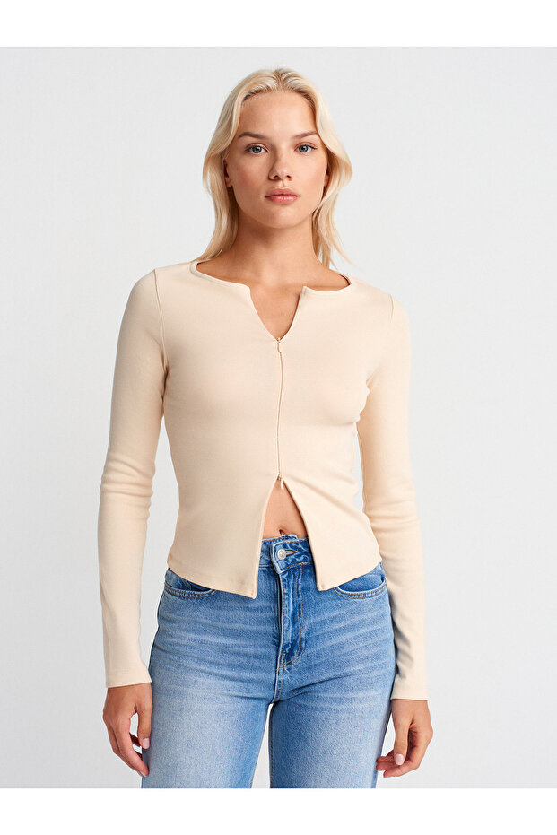 31993 Çift Fermuarlı Top-Taş - 1