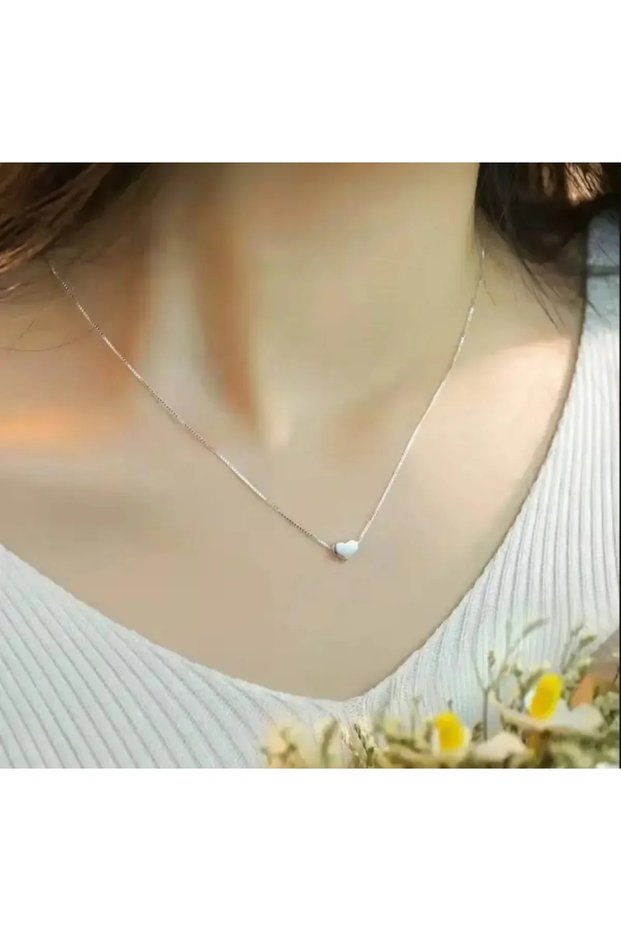 Women's Silver Heart Minimal Necklace 100% Brass Necklace