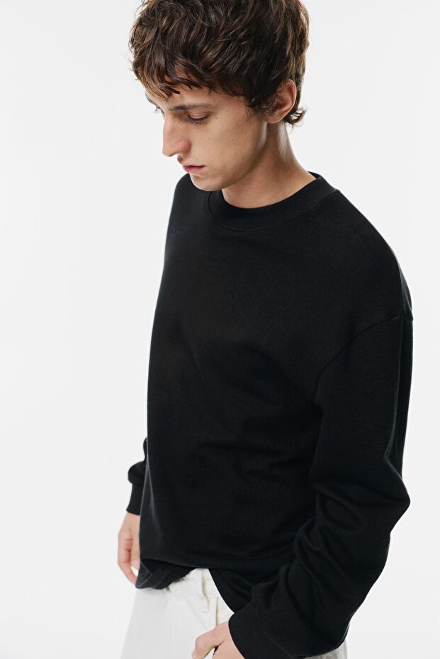 Basic uzun kollu sweatshirt - 4