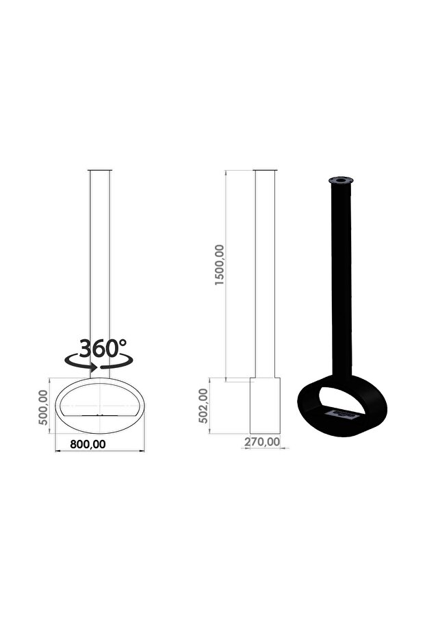 Fuoco Tavan Asma Bioetanol Şömine - 3