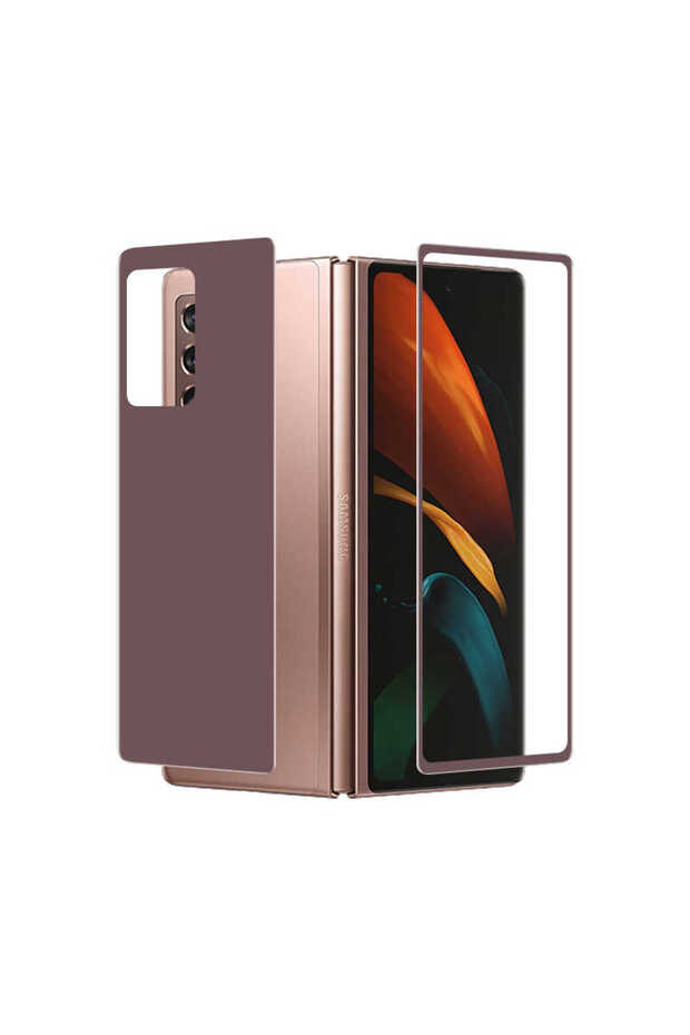 واقي شاشة مقوى متوافق مع هاتف Galaxy Z Fold 2 من TKDW، لاصق كامل خماسي الأبعاد للجزء الأمامي والخلفي