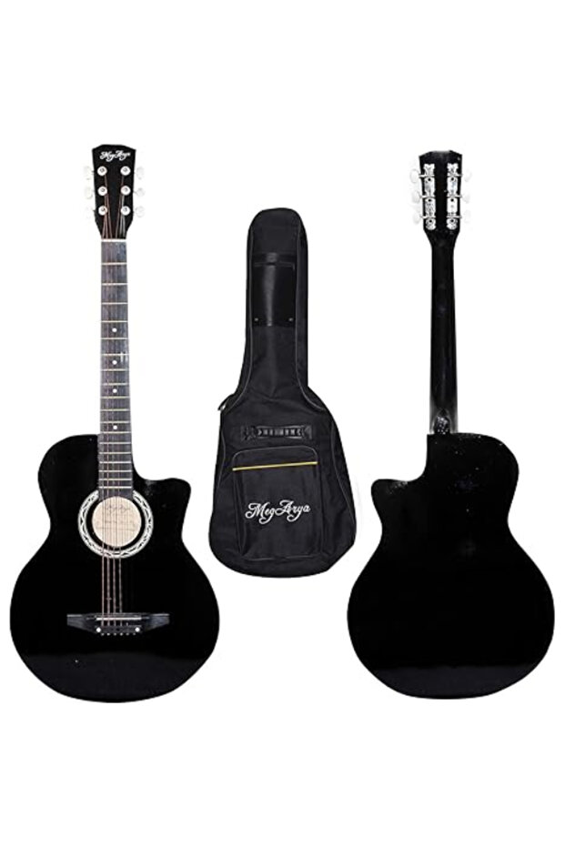 G38in Black Acoustic Beginner Guitar with 5mm Foam Bag, Strap & Picks Deal