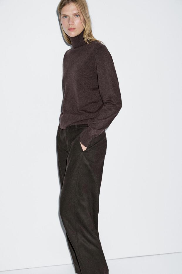 Yün karışımlı flanel pantolon - 3