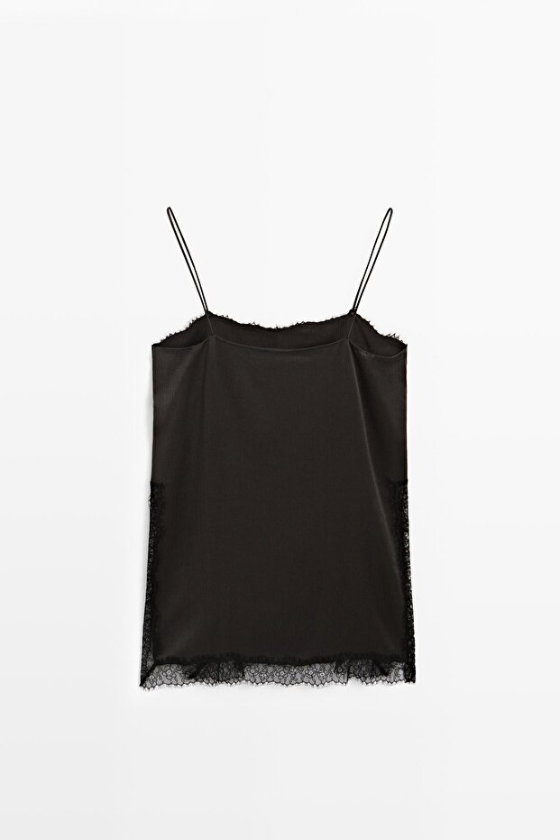 Yırtmaç detaylı kamisol top - 8