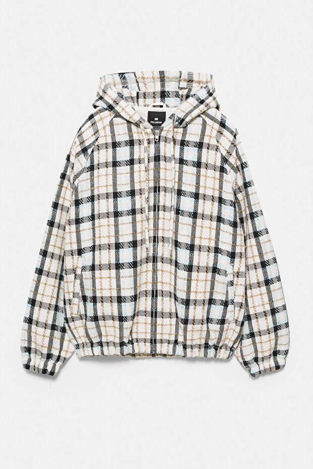 Ekose kapüşonlu ceket - 7