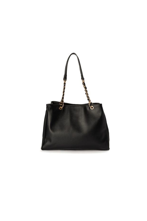 Solid Shoulder Bag with Chain Detail Strap - 2