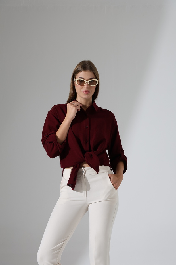 Oversize Basic Müslin Gömlek - 5
