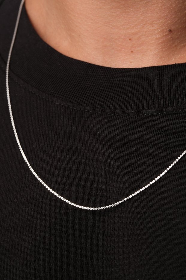 Steel Crushed Men's Necklace 1mm Wrapped Non-Tarnish Chain 60cm