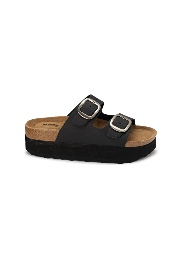 Strap Platform Sandals with Buckle Accent - 1
