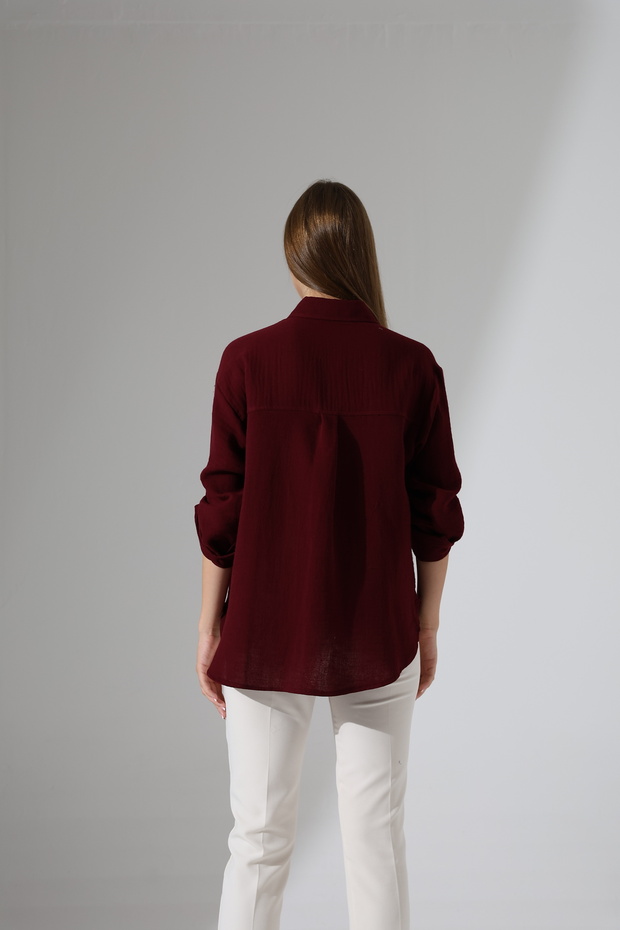 Oversize Basic Müslin Gömlek - 4