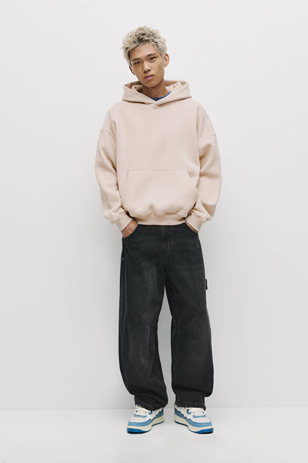 Bol kesim kapüşonlu sweatshirt - 1