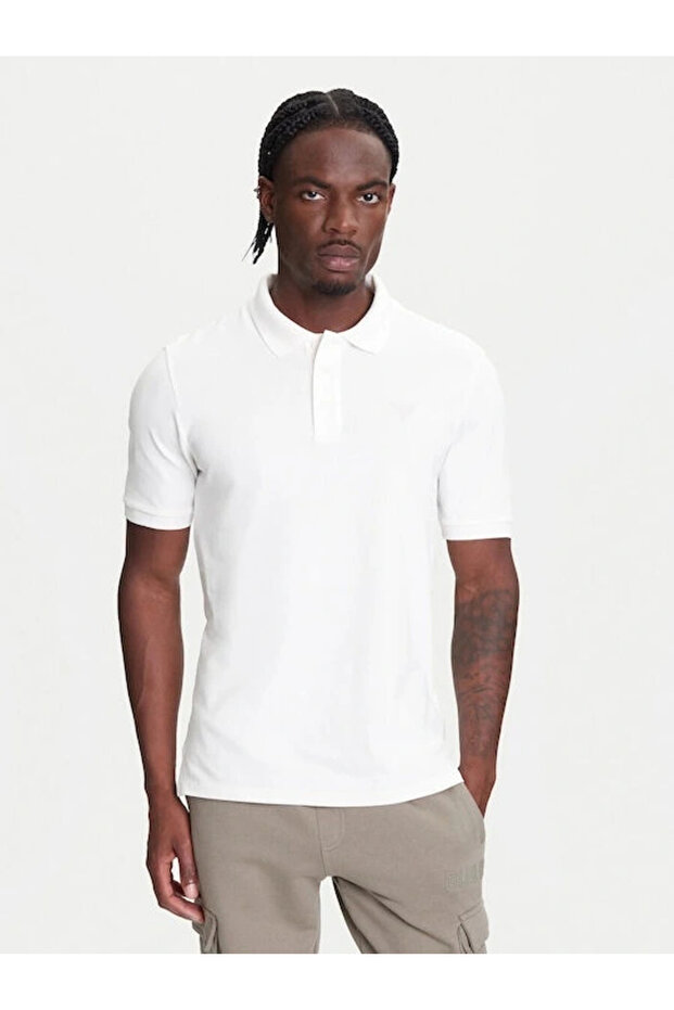 Beppe Men's White Active Slim Fit Polo T-Shirt Z5Yp02K9Wf1-G018