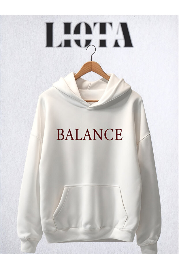 سويت شيرت قطني كبير الحجم مطبوع عليه Balance مكون من 3 خيوط