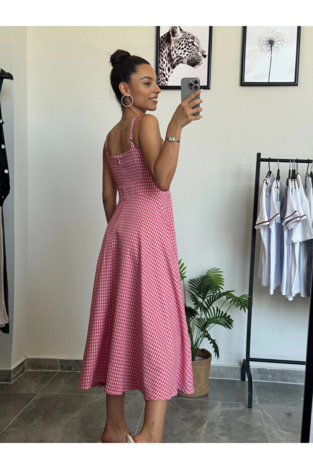 Pembe Pötikareli Elbise - 3