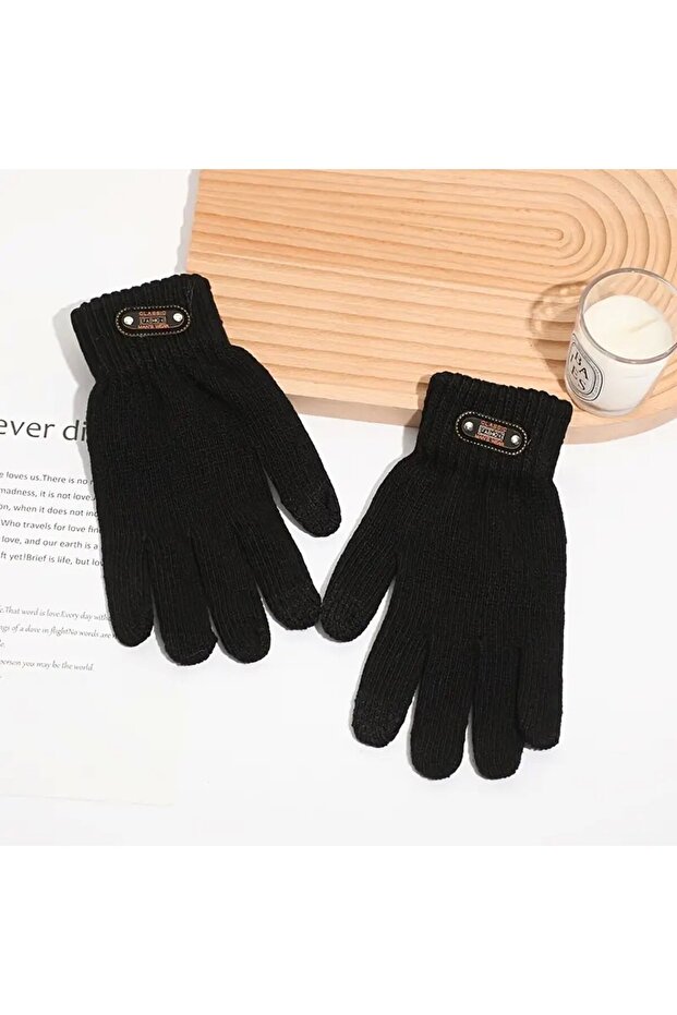 Men's Gloves, Flippy, Knitted Model, Touchscreen Function, Acrylic Material, Elastic Cuff, Soft Inte - 6