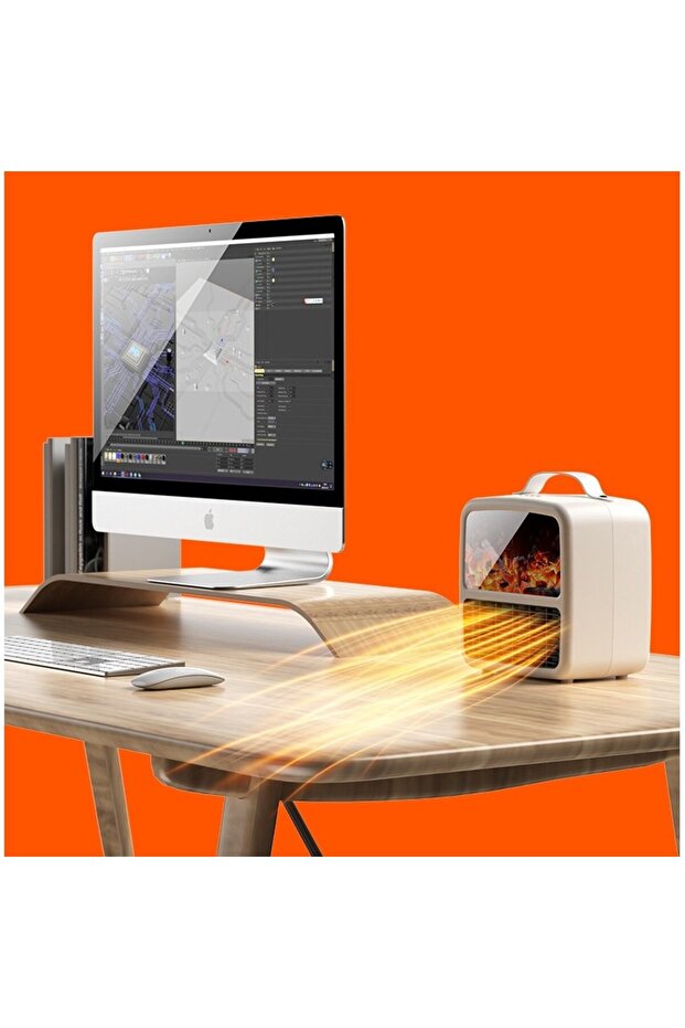 Mini Portable Heater with LCD Display, Fireplace Effect, 1500W, 2 Levels, Automatic Shut-Off, - 2