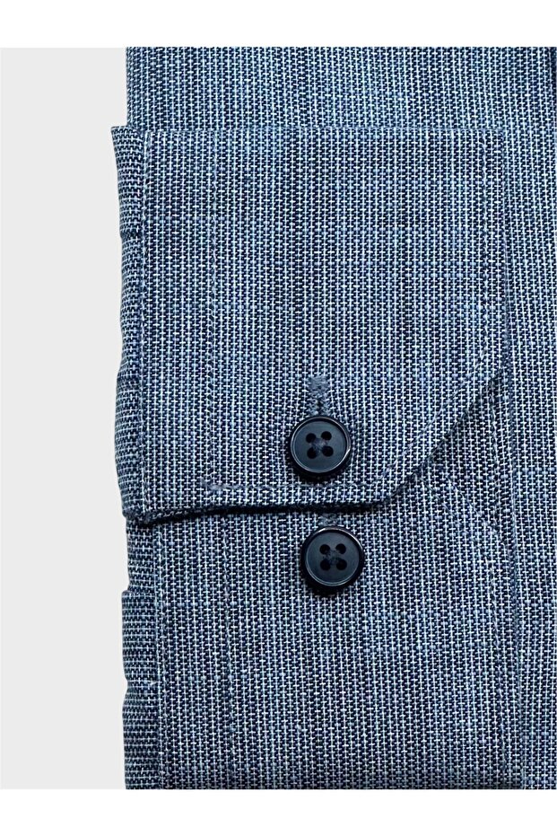 ERKEK REGULAR FIT UZUN KOL %100 PAMUK DÜĞMELİ YAKA TEK CEPLİ MAVİ GÖMLEK 3814M - 3