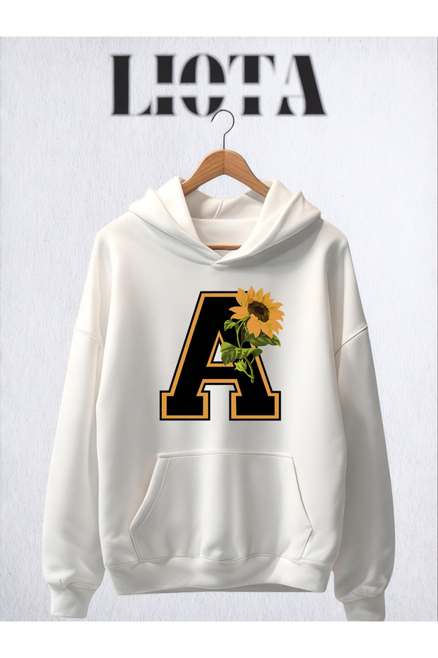 Letter a Printed Oversize Cotton 3 Thread Sweatshirt