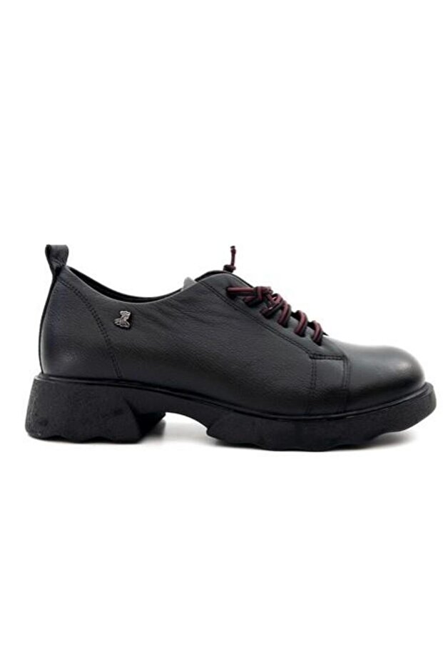 2553801K Women's Genuine Leather Rubber Tie Thick Sole Casual Shoes