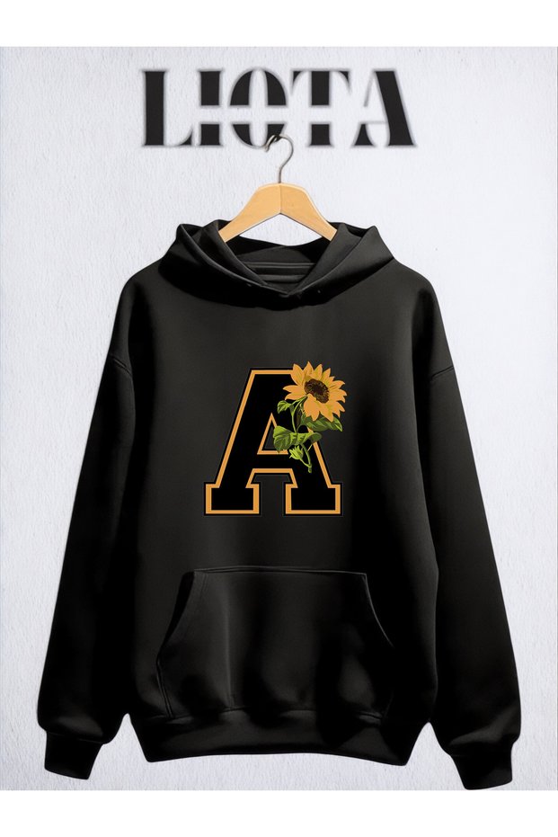 Letter a Printed Oversize Cotton 3 Thread Sweatshirt