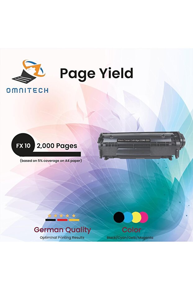 Omni Tech CRG 104 FX10 Black Toner Cartridge - Compatible with Printer Canon i-SENSYS FAX-L120, MF43