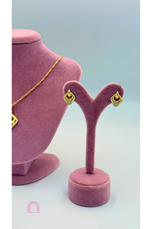 Çelik Gold Kolye Küpe Set - 4