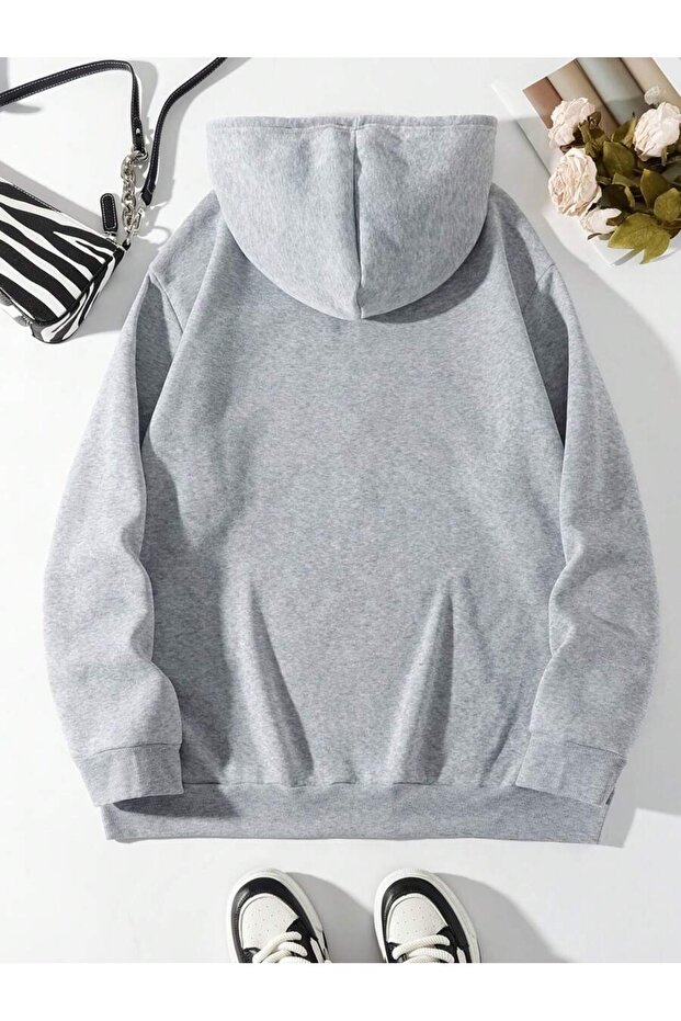 NYC Baskılı Kapüşonlu Oversize Sweatshirt - 2