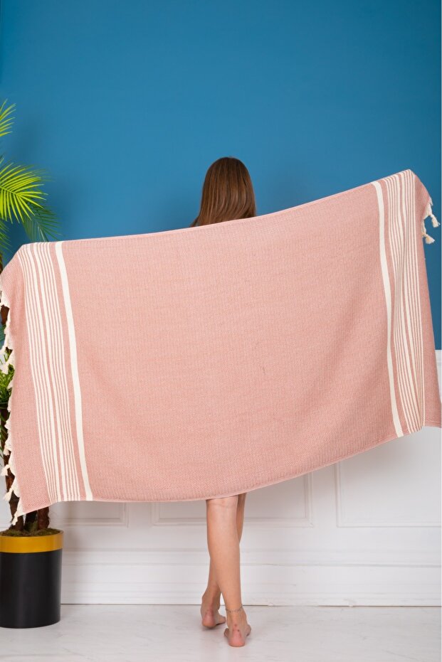 - 90X180 cm Peshtemal - Natural Peshtemal - Cotton - Helen