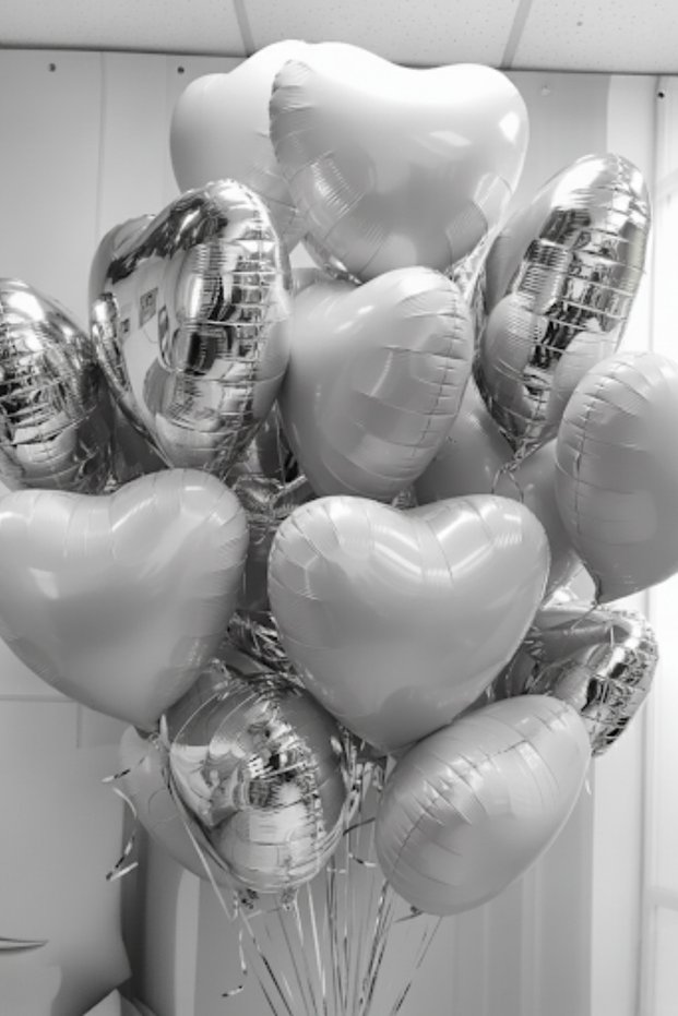 Silver and White Heart Foil Balloon Helium 10 Pieces Heart Lover Surprise Ornament Birthday Marriage Proposal
