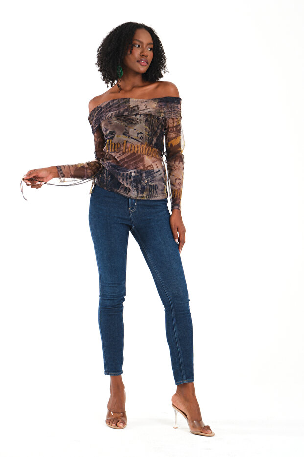 بلوزة مكشكشة مكشوفة الكتفين - 6