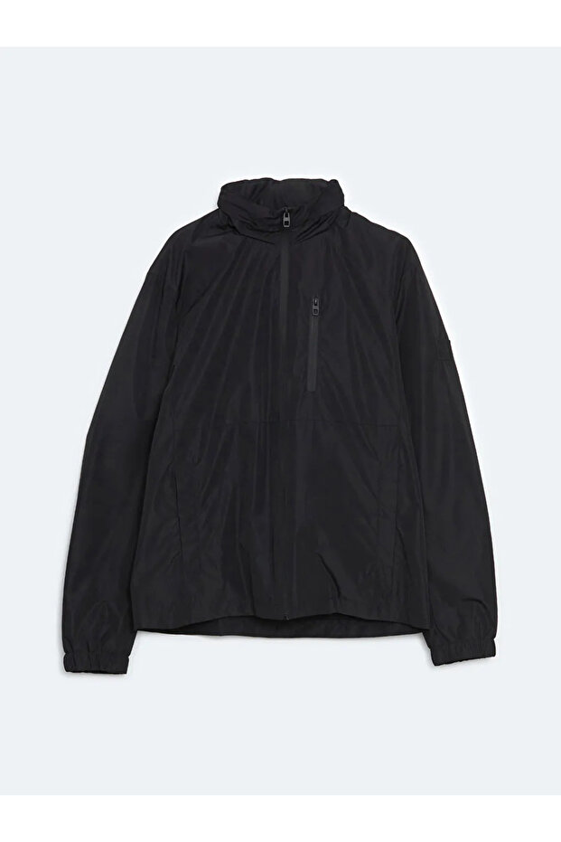 LCW VisionSiyah Standart Kalıp Kapüşonlu Erkek Yağmurluk - 7