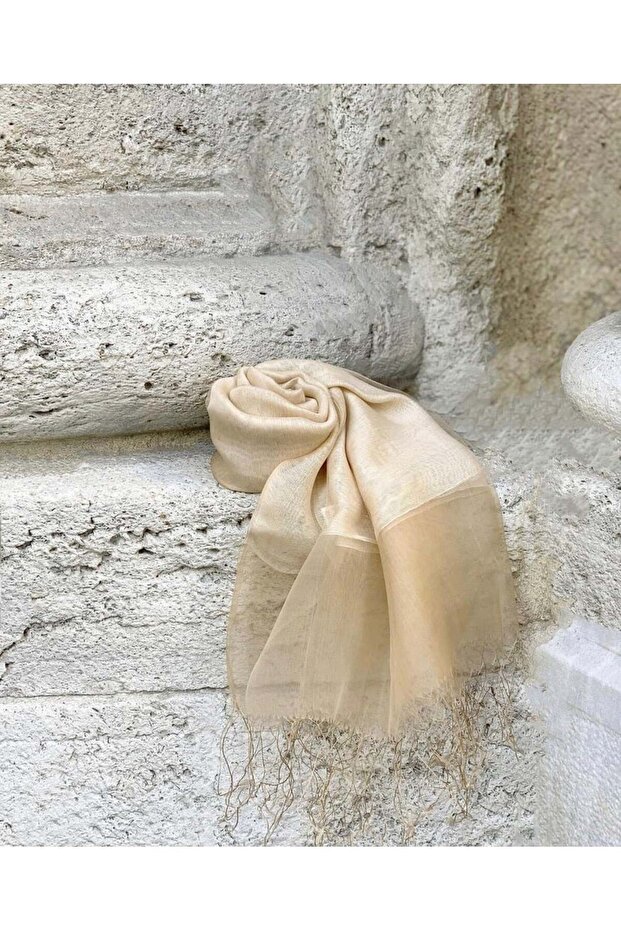 İpekli Çift Kat Tüllü Şal - 1