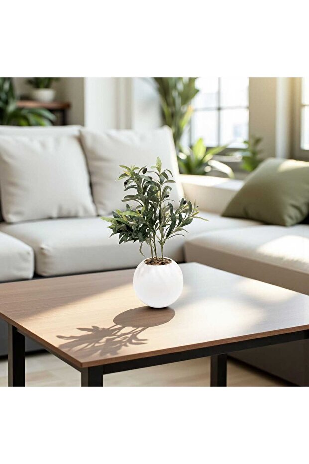 Elegant artificial olive branches in a 50cm white round pot