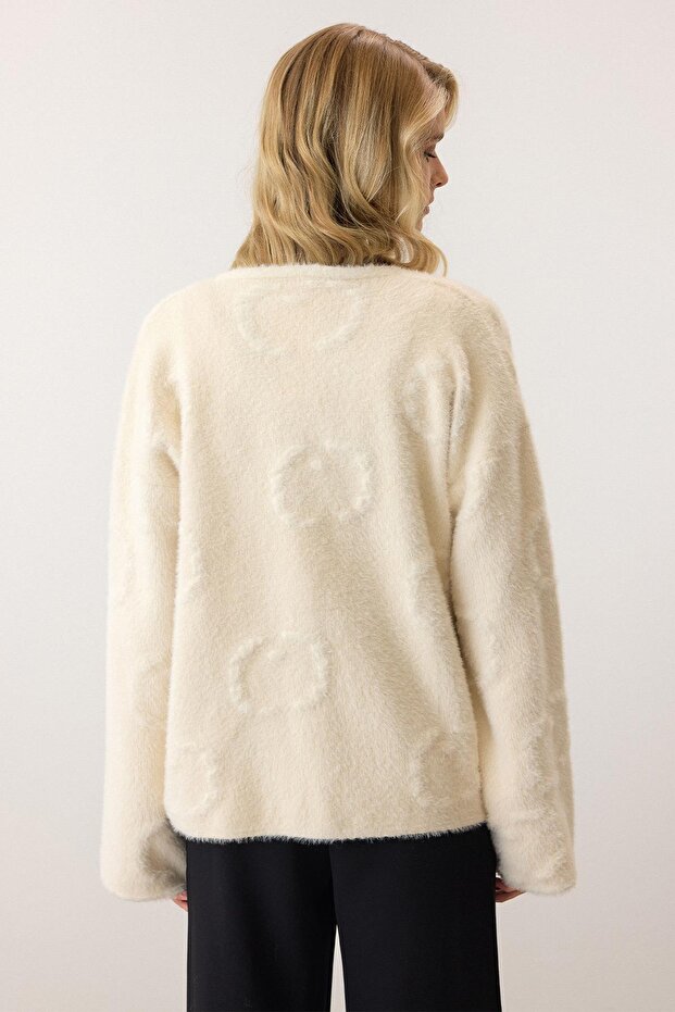 Önden Bağlamalı Soft Triko Hırka EKRU 8267 - 8