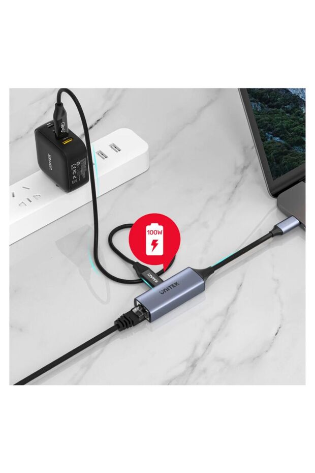 USB-C to Ethernet Adapter 100W PD, 5Gbps – Space Grey | U1323A - 6