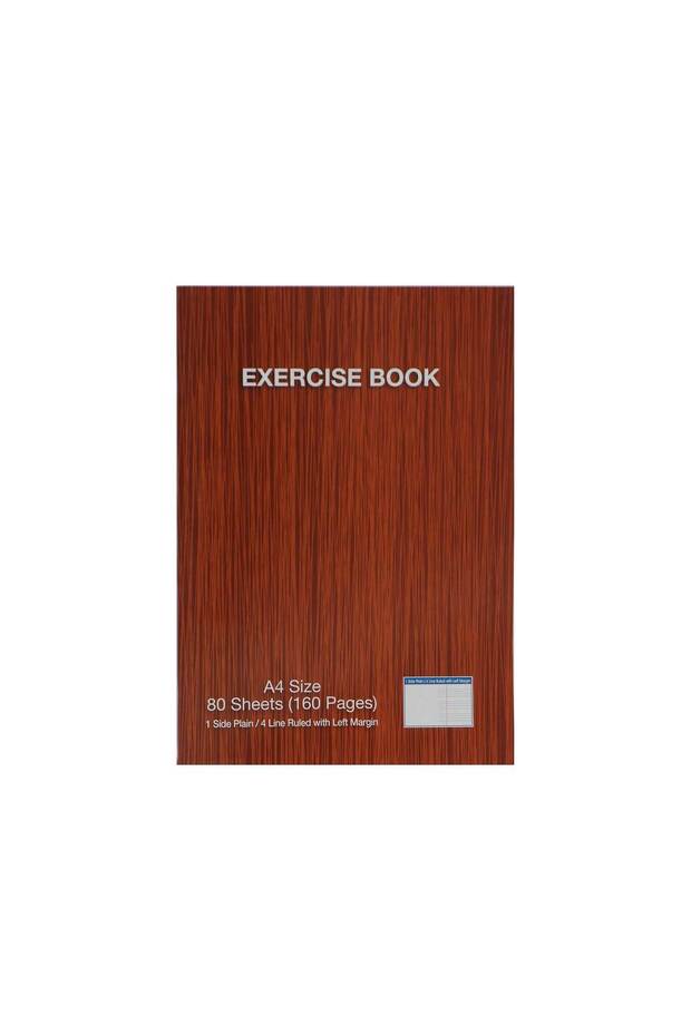 A4 Exercise Book 1-Side Plain/4-Line Ruled, Left Margin, 80 Sheets (160 Pages) - 1