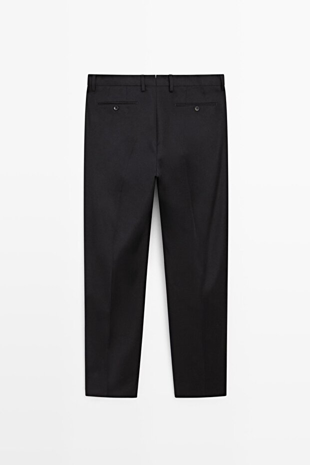 Wool blend flannel suit trousers - 8