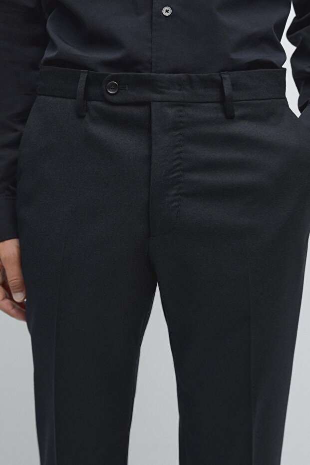 Wool blend flannel suit trousers - 3