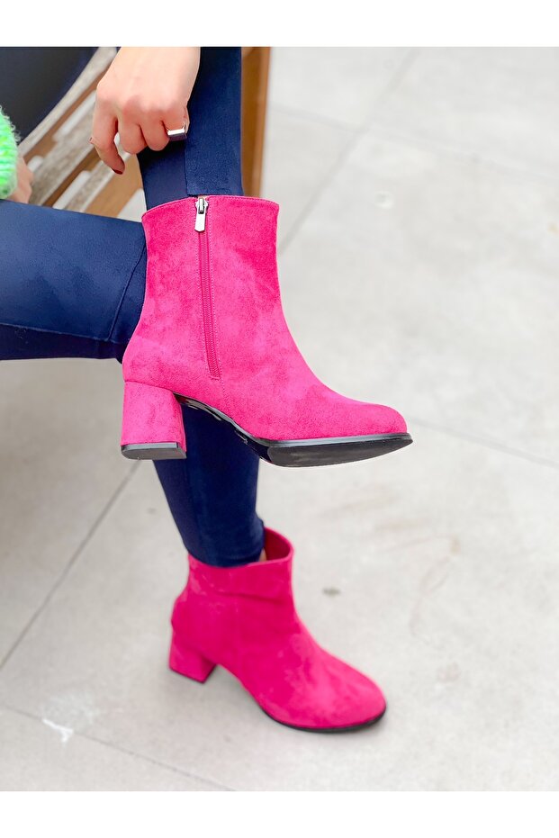 FELİ FUŞYA DANA SÜET 5 CM TOPUKLU BOT - 1