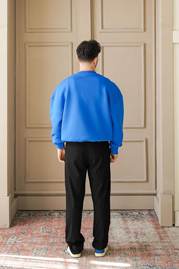 Saks Mavi Hanorac Confortabil Basic Oversize - 4