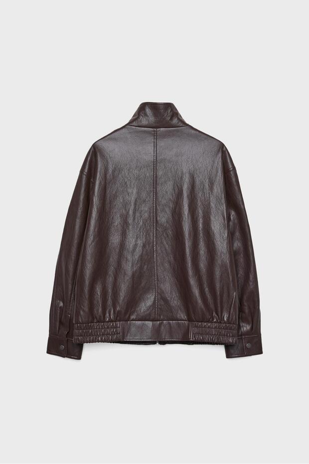 Oversize suni deri ceket - 7