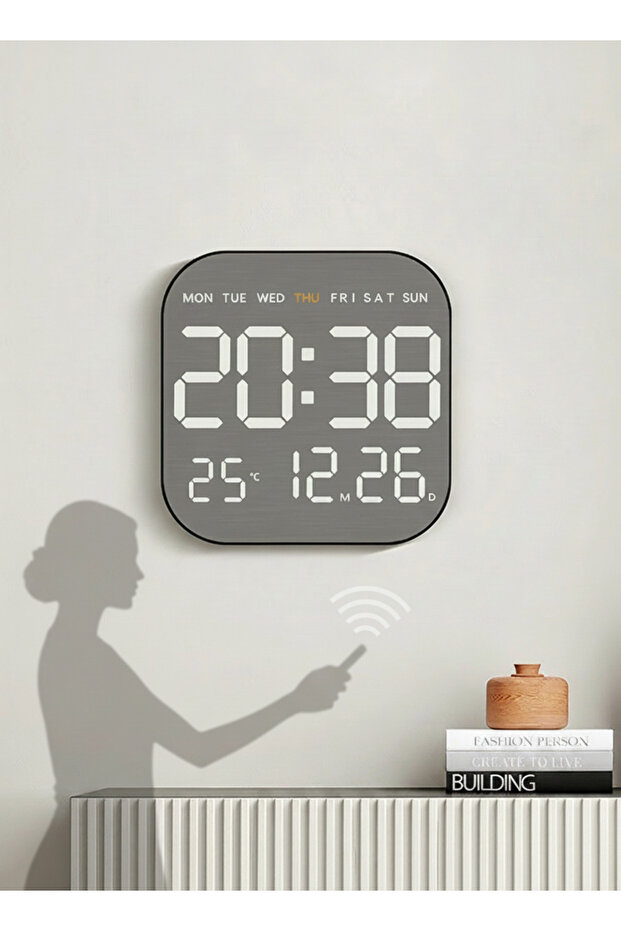 Controlled Led Digital Wall Clock Automatic Brightness Alarm Date and Temperature with Countdown Feature - 6