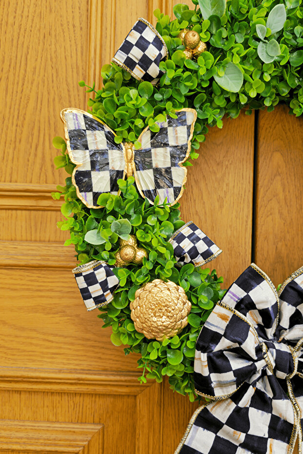 Kapı Süsü Model 5, Mackenzie Childs Kurdeleli Kapı Çelengi, Çap 50cm - 7